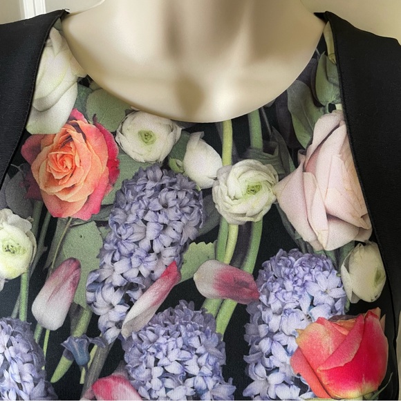 Ted Baker London Akva Kensington Floral Black Body-Con Dress Size 10 - Picture 4 of 16